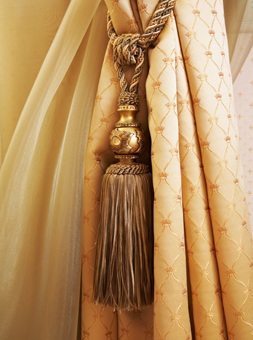 curtains, curtain poles and tiebacks